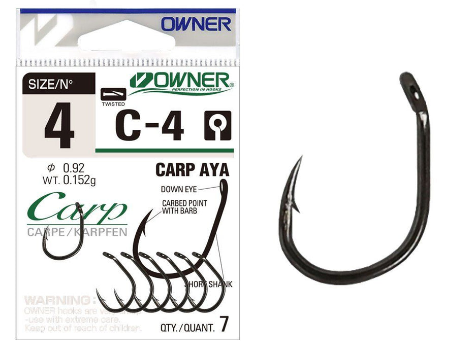 Owner C-4 Carp Aya Down Eye Hooks