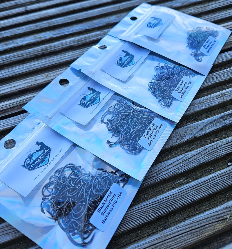 Black Nickel Buzzer/Grub  Barbless Hooks