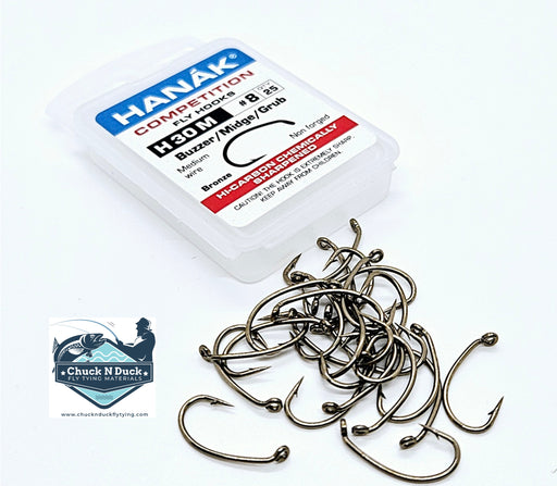 Hanak Competition H30 M Buzzer/Midge/Grub Barbed Hook — Chuck N Duck Fly  Tying Materials