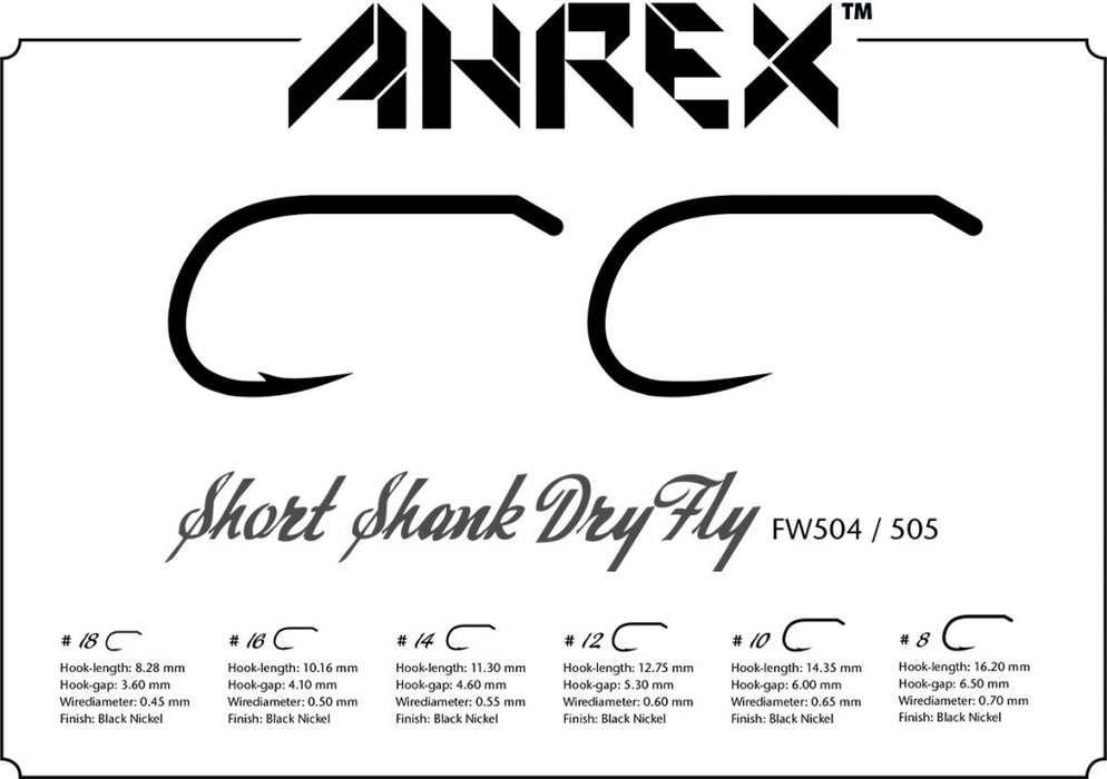 Ahrex Hooks - FW505 – SHORT SHANK DRY BARBLESS