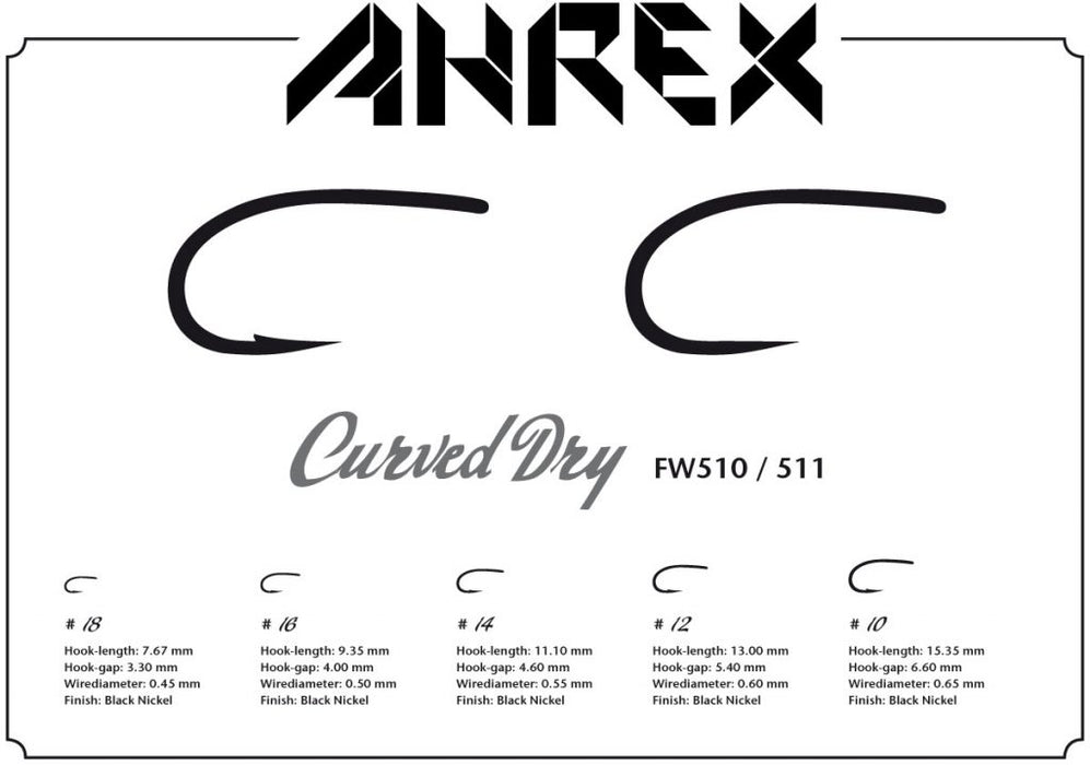 Ahrex Hooks - FW511 – CURVED DRY FLY – BARBLESS