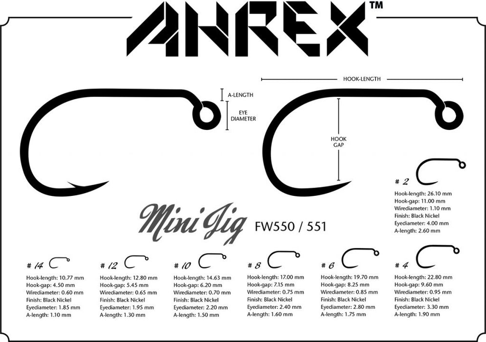 Ahrex Hooks - FW551 – MINI JIG BARBLESS