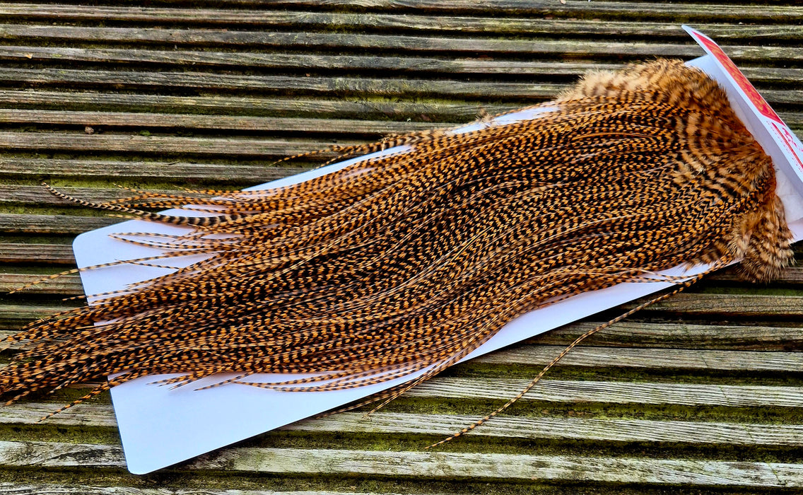 Whiting Farms - Pro Grade Midge Saddle - Grizzly Dyed March Brown