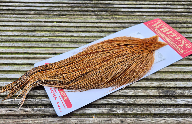 Whiting Farms - Commercial Grade Dry Fly Rooster Cape - Barred Dark Ginger